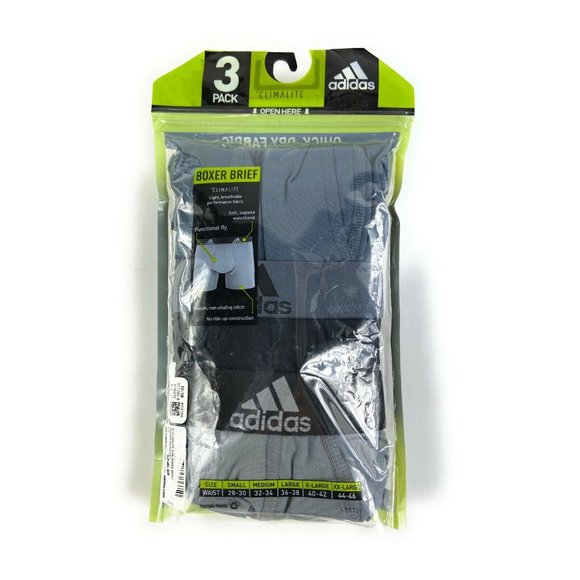 Adidas Men's Climate Athletic Comfort Fit Grey Black 3-Pack Boxer Briefs Size S - Picture 2 of 2